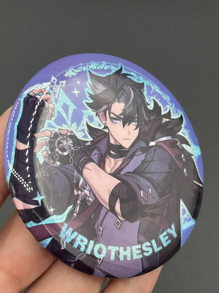 Wriothesley Genshin Impact Anime Pin Badge – Tilted Angle Highlighting Glossy Finish | The Void Vault