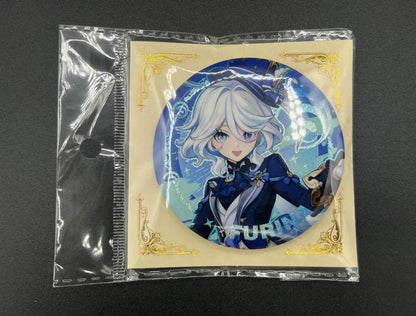Furina Genshin Impact Anime Pin Badge – Front View in Collector Packaging | The Void Vault