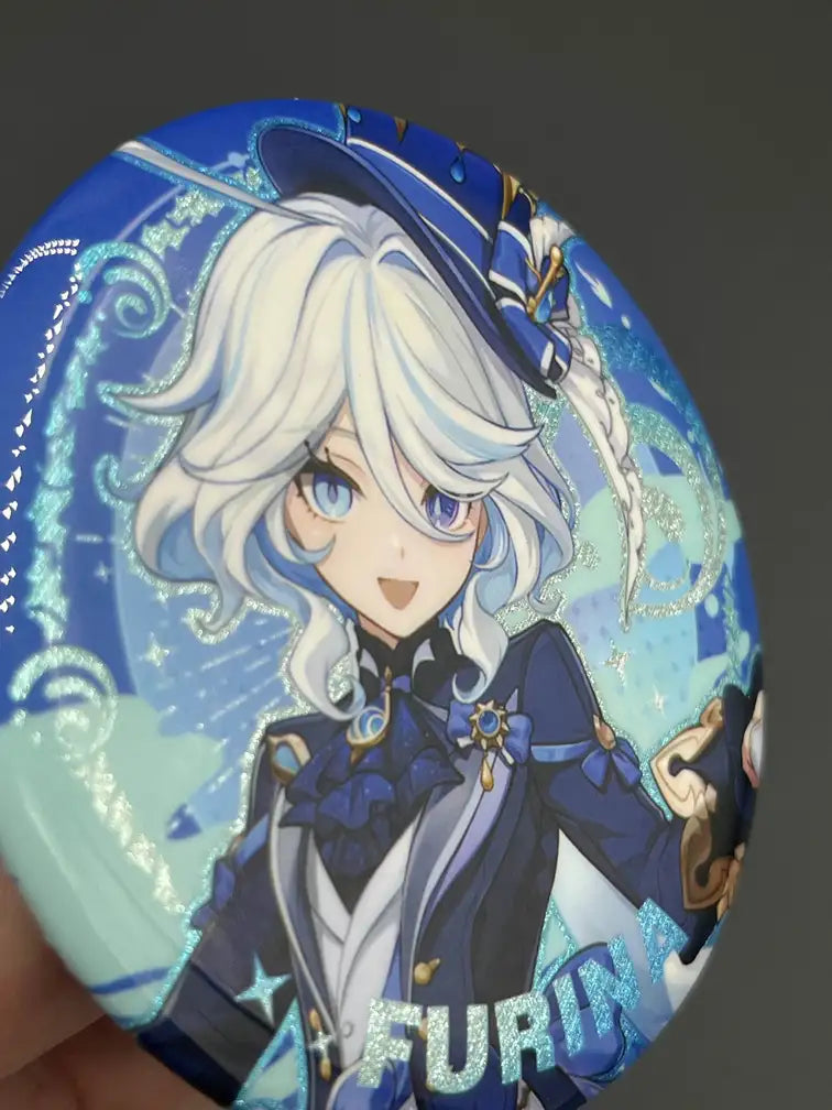 Furina Genshin Impact Anime Pin Badge – Tilted Angle Highlighting Glossy Finish | The Void Vault