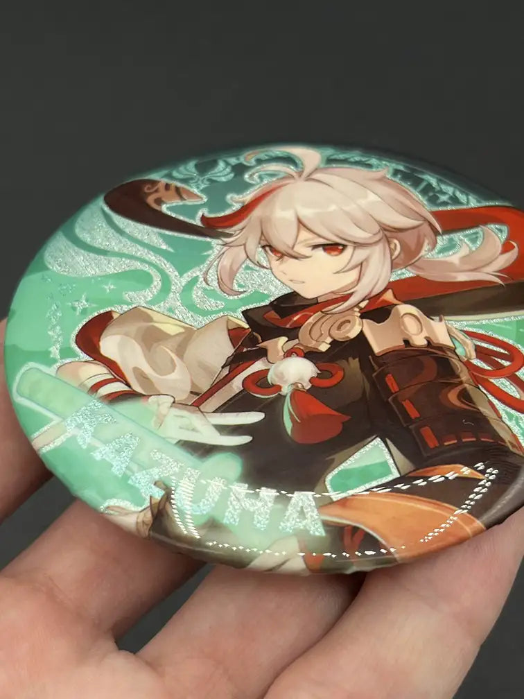 Kazuha Genshin Impact Anime Pin Badge – Tilted Angle Highlighting Glossy Finish | The Void Vault