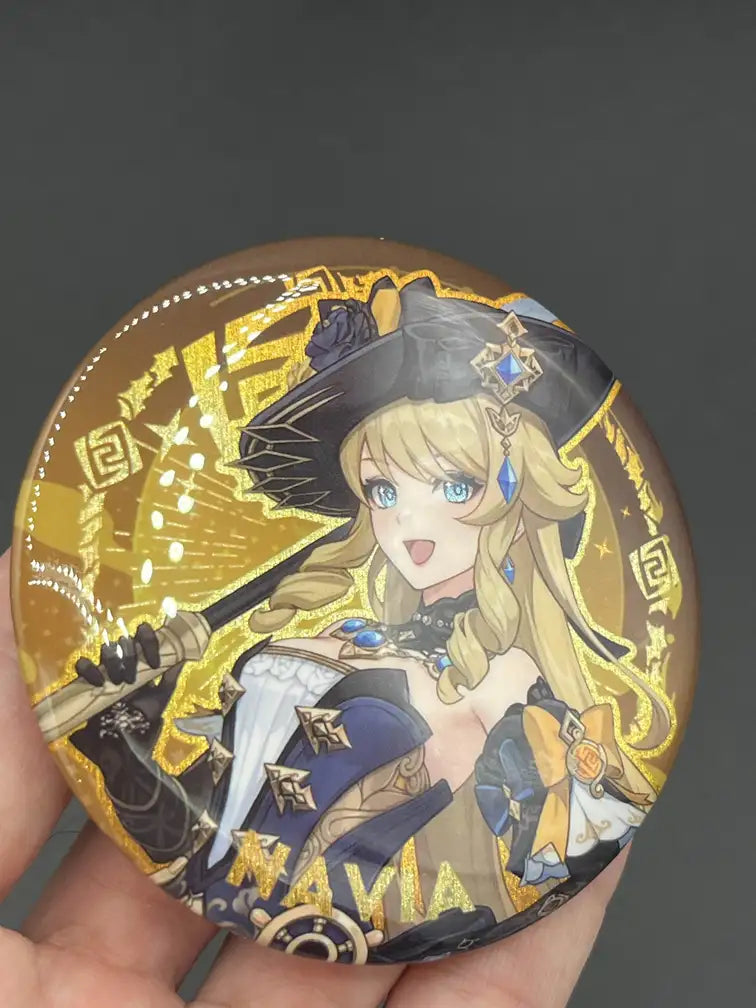 Navia Genshin Impact Anime Pin Badge – Tilted Angle Highlighting Glossy Finish | The Void Vault