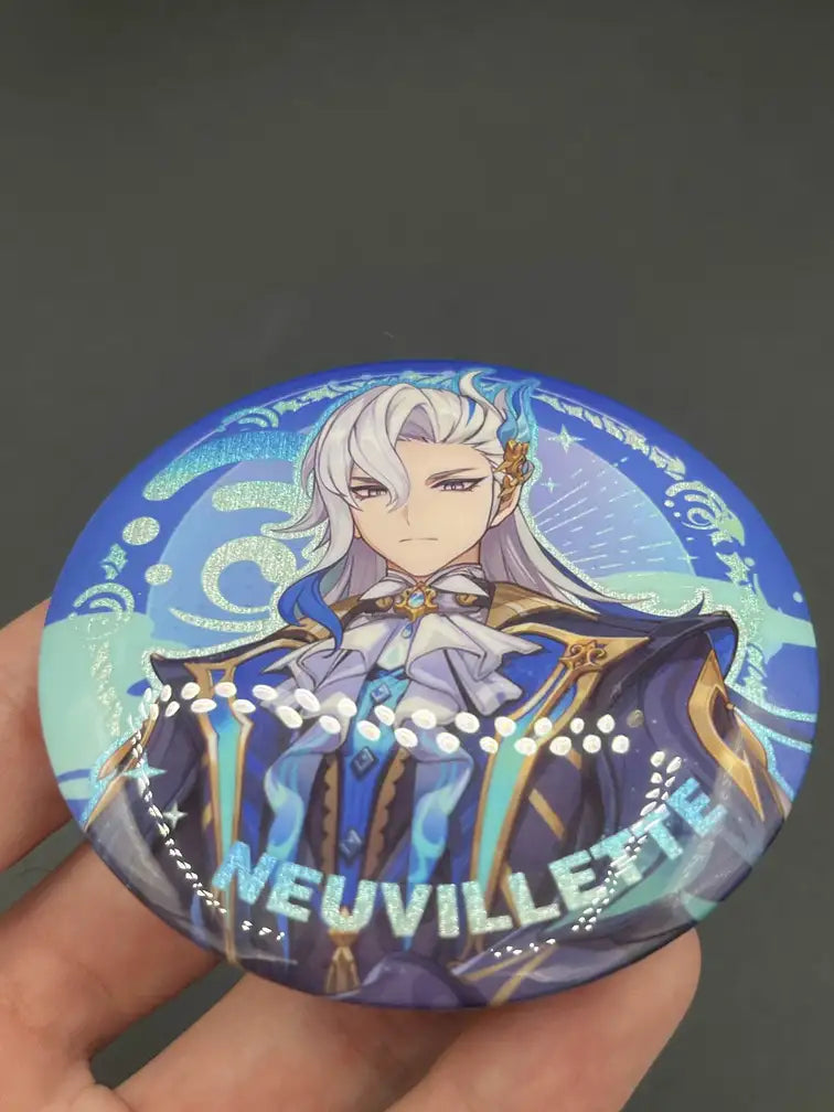 Neuvillette Genshin Impact Anime Pin Badge – Tilted Angle Highlighting Glossy Finish | The Void Vault