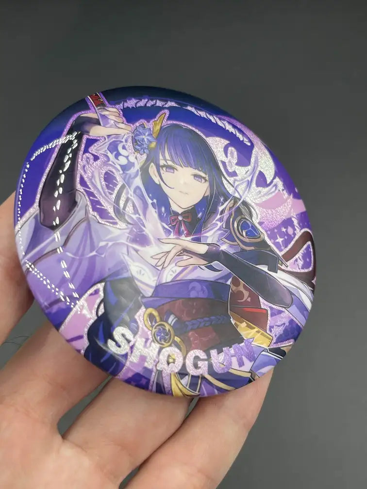 Raiden Shogun Genshin Impact Anime Pin Badge – Tilted Angle Highlighting Glossy Finish | The Void Vault