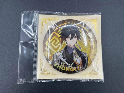 Zhongli Genshin Impact Anime Pin Badge – Front View in Collector Packaging | The Void Vault
